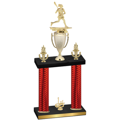 Double Red Carbon Fiber First Place Lacrosse Trophy