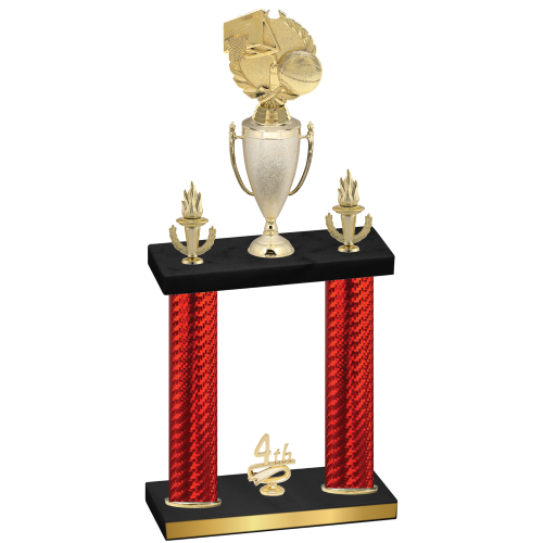 Double Red Carbon Fiber Fourth Place Basketball Trophy