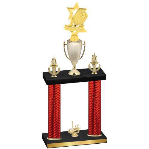 Double Red Carbon Fiber First Place Pickleball Trophy