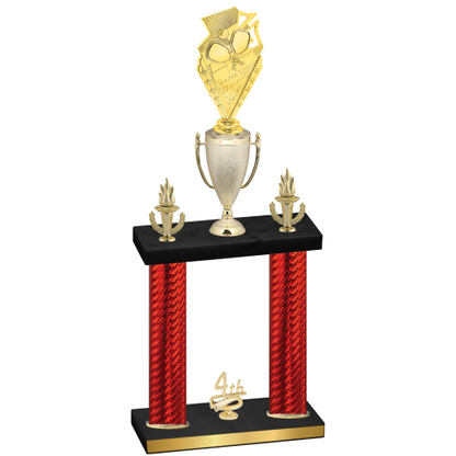Double Red Carbon Fiber Fourth Place Pickleball Trophy