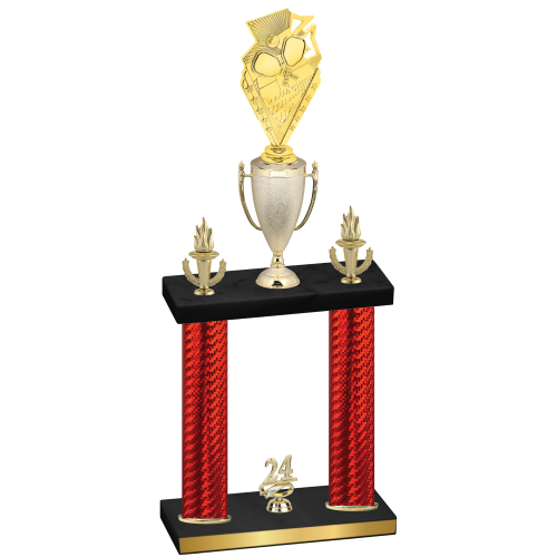 Double Red Carbon Fiber Year Pickleball Trophy