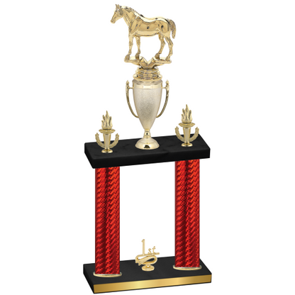 Double Red Carbon Fiber First Place Horses Trophy