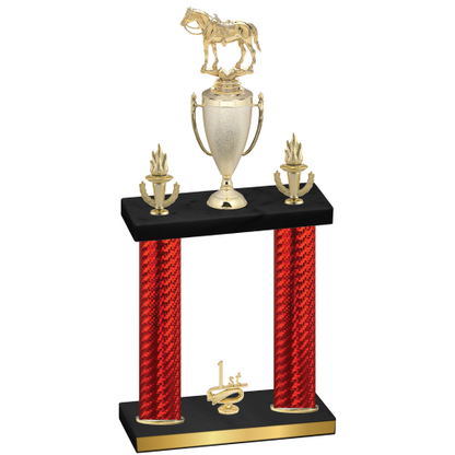 Double Red Carbon Fiber First Place Horses Trophy