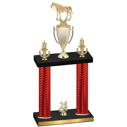 Double Red Carbon Fiber Year Horses Trophy