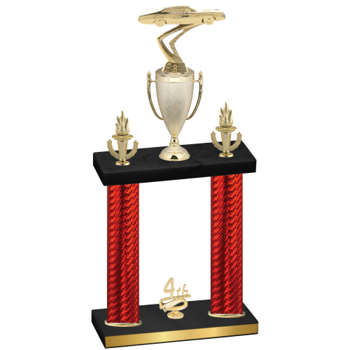 Double Red Carbon Fiber Fourth Place Cars Trophy
