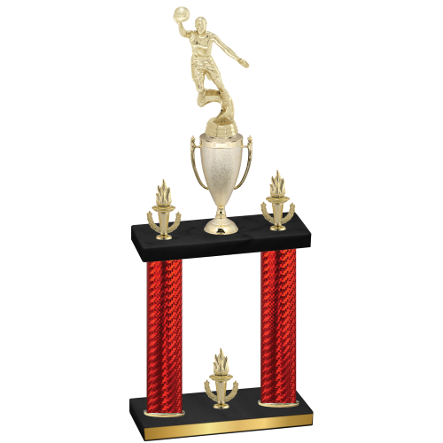 Double Red Carbon Fiber Victory Basketball Trophy