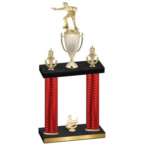 Double Red Carbon Fiber Third Place Shooter Trophy
