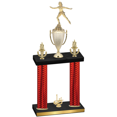 Double Red Carbon Fiber First Place Skater Trophy
