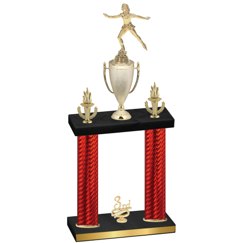 Double Red Carbon Fiber Third Place Skater Trophy