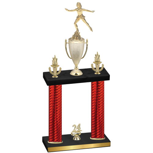 Double Red Carbon Fiber Year Skater Trophy