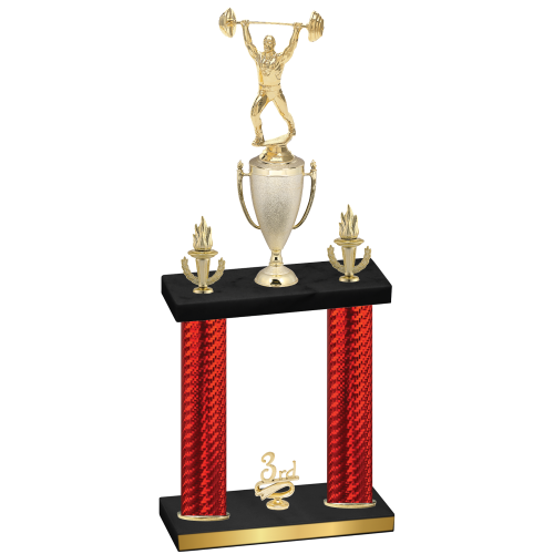 Double Red Carbon Fiber Third Place Weights Trophy