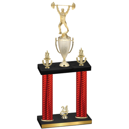 Double Red Carbon Fiber Year Weights Trophy