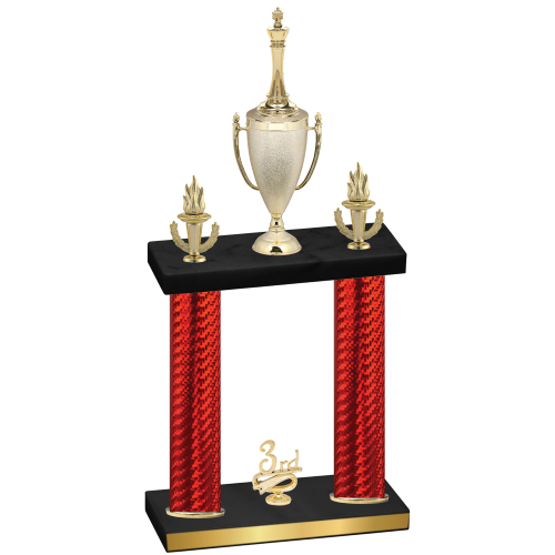 Double Red Carbon Fiber Third Place Chess Trophy