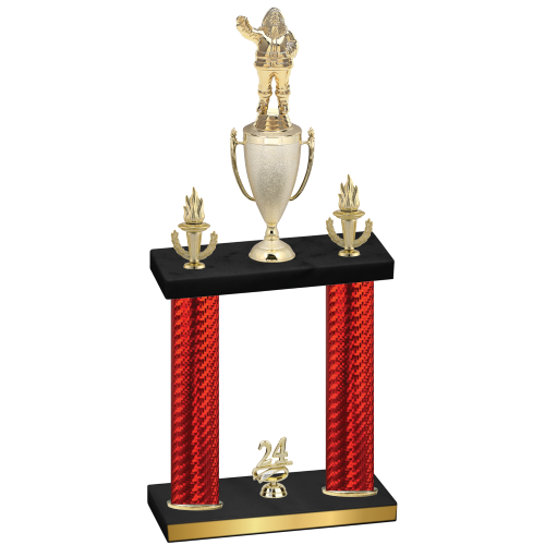 Double Red Carbon Fiber Year Holiday Trophy