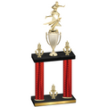 Double Red Carbon Fiber Victory Flag Football Trophy