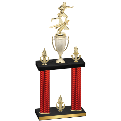 Double Red Carbon Fiber Victory Flag Football Trophy