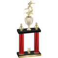 Double Red Carbon Fiber Year Flag Football Trophy
