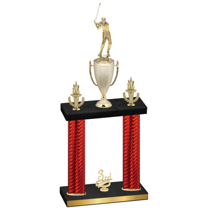 Double Red Carbon Fiber Third Place Golf Trophy