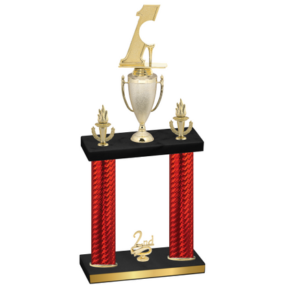 Double Red Carbon Fiber Second Place Golf Trophy