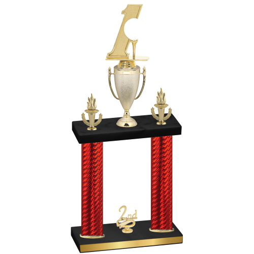 Double Red Carbon Fiber Second Place Golf Trophy