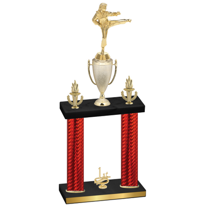 Double Red Carbon Fiber First Place Karate Trophy