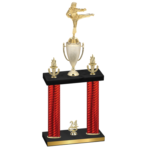 Double Red Carbon Fiber Year Karate Trophy