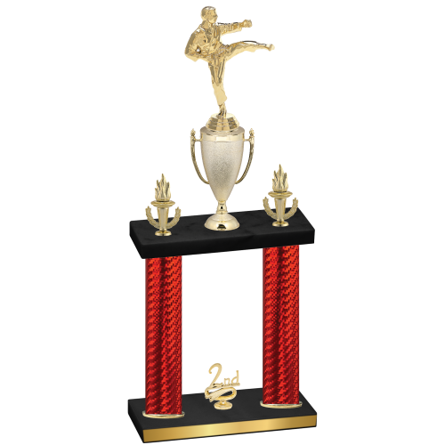 Double Red Carbon Fiber Second Place Karate Trophy