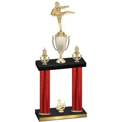 Double Red Carbon Fiber Third Place Karate Trophy