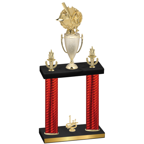 Double Red Carbon Fiber First Place Baseball Trophy