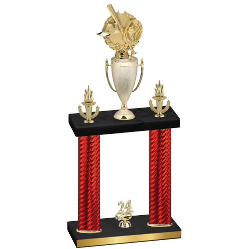 Double Red Carbon Fiber Year Baseball Trophy