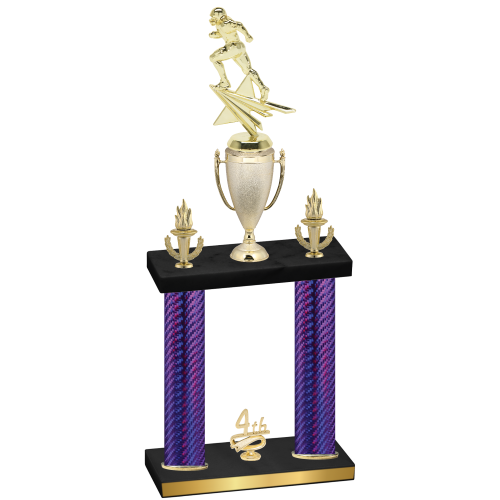 Double Purple Carbon Fiber Fourth Place Football Trophy
