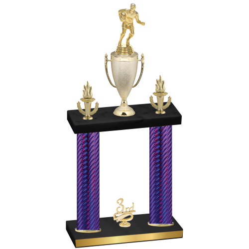 Double Purple Carbon Fiber Third Place Rugby Trophy