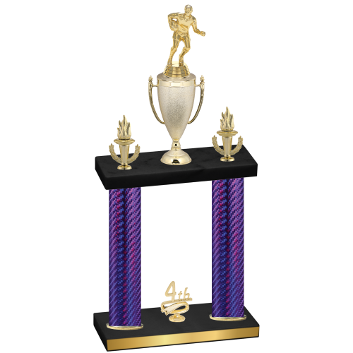 Double Purple Carbon Fiber Fourth Place Rugby Trophy