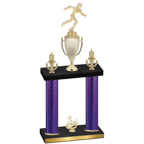 Double Purple Carbon Fiber Third Place Running Trophy