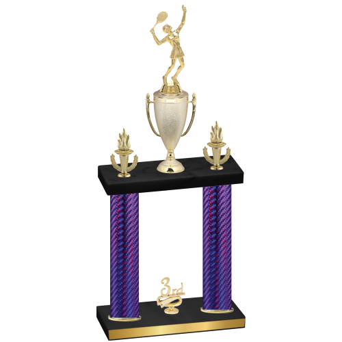 Double Purple Carbon Fiber Third Place Tennis Trophy