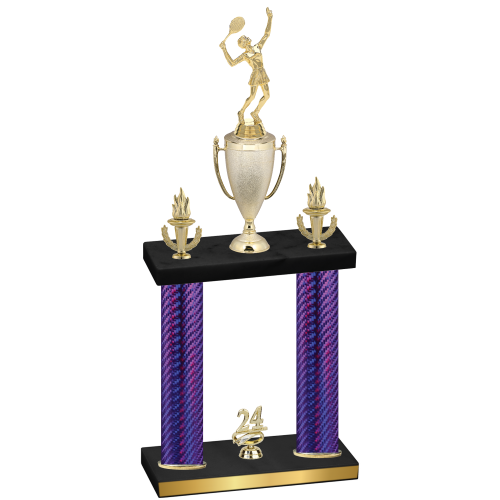 Double Purple Carbon Fiber Year Tennis Trophy