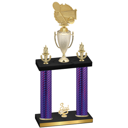Double Purple Carbon Fiber Third Place Tennis Trophy
