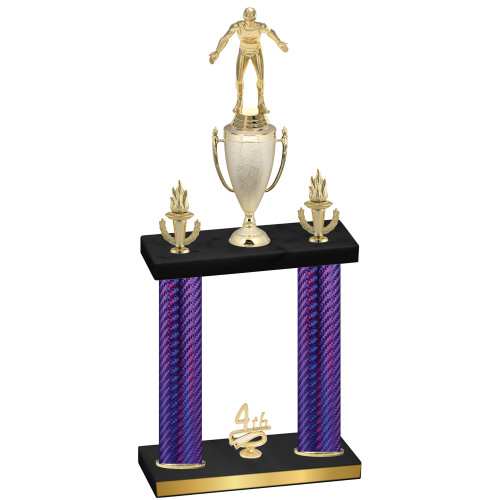 Double Purple Carbon Fiber Fourth Place Wrestling Trophy