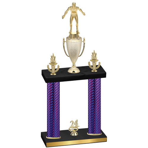 Double Purple Carbon Fiber Year Wrestling Trophy