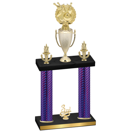 Double Purple Carbon Fiber Third Place Bowling Trophy