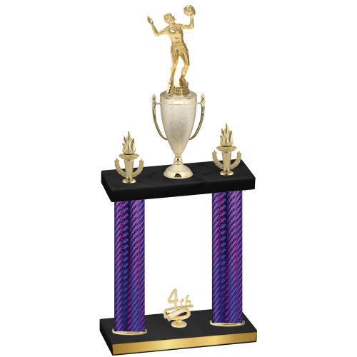 Double Purple Carbon Fiber Fourth Place Volleyball Trophy