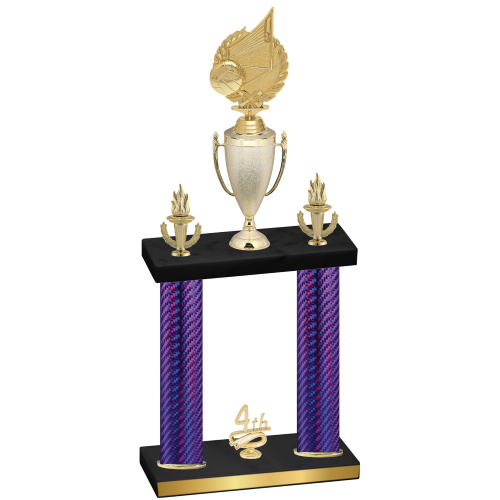 Double Purple Carbon Fiber Fourth Place Volleyball Trophy