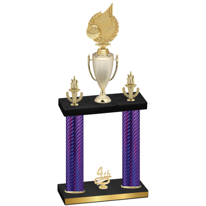 Double Purple Carbon Fiber Fourth Place Volleyball Trophy