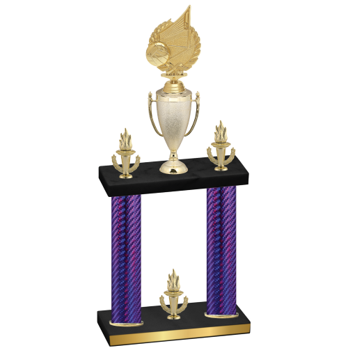 Double Purple Carbon Fiber Victory Volleyball Trophy