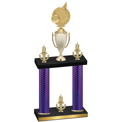 Double Purple Carbon Fiber Victory Volleyball Trophy