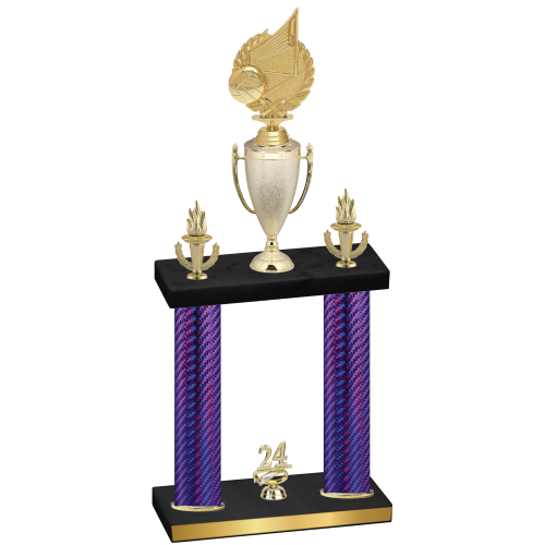Double Purple Carbon Fiber Year Volleyball Trophy