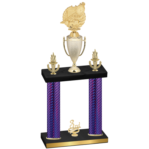 Double Purple Carbon Fiber Third Place Swimming Trophy
