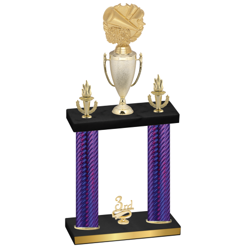 Double Purple Carbon Fiber Third Place Cheerleading Trophy