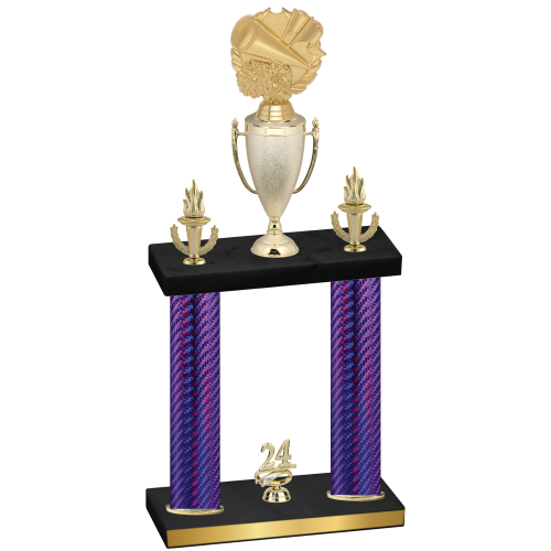Double Purple Carbon Fiber Year Cheerleading Trophy