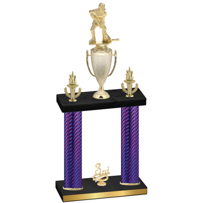 Double Purple Carbon Fiber Third Place Hockey Trophy